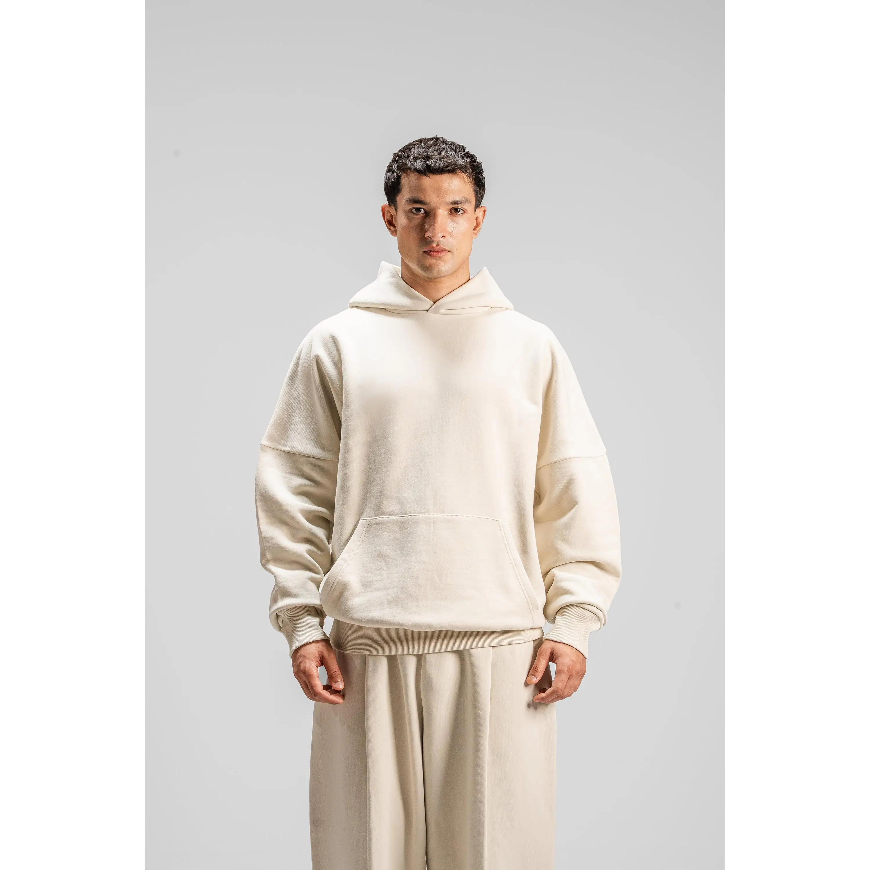 Heavyweight Boxy Hoodie 520GSM – 100% GOTS Organic Cotton Oversized Unisex Pullover Hoodie [Artic Wolf]