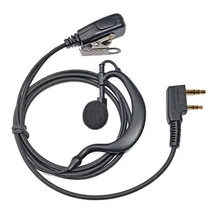 YNIBST G Shape Soft Ear Hook Two Way Radio Earpiece with PTT, Walkie Talkie Headset with Swivel Boom Microphone Compatible with Universal 2 Pin Baofeng UV-5R Retevis Kenwood Puxing Wouxun 2 Way Radio,for Police Security and Law Enforcement Use