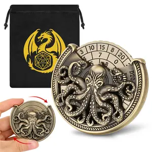 Creative Octopus Dice Spinner, Polyhedral Dice 7-in-1 Fingertip Rotating Wheel, Indoor Entertainment Table Board RPG Game Accessories with Portable Storage Bag