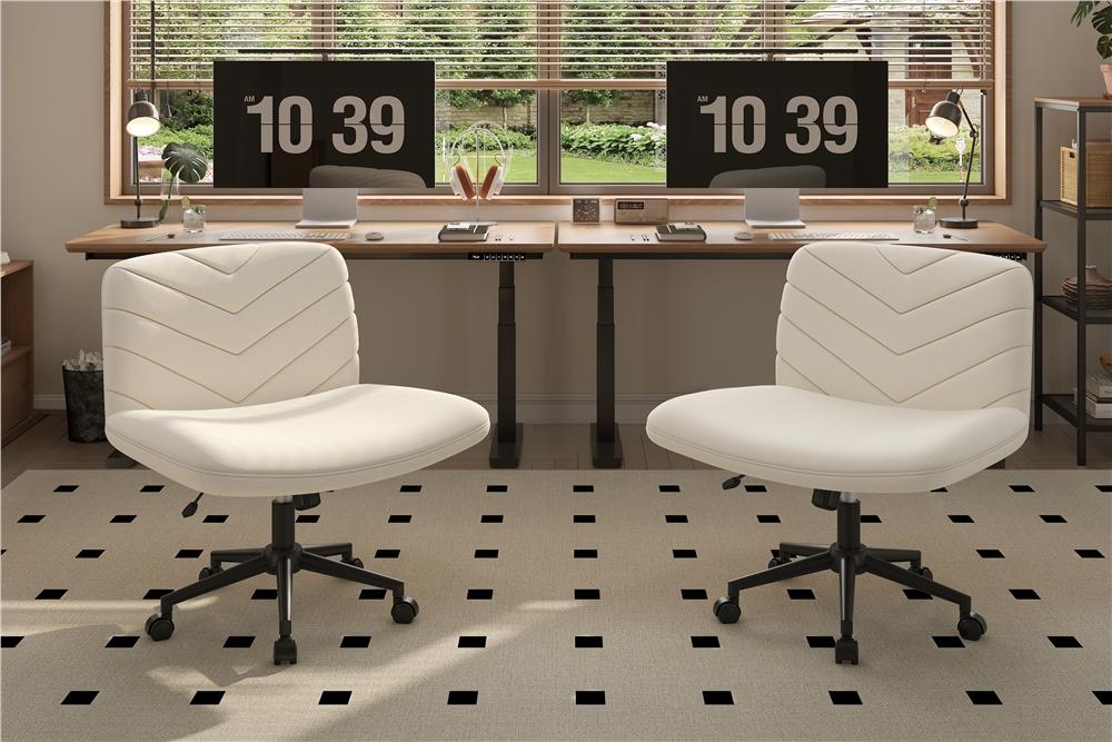 【On Sale】Yaheetech Wide Criss Cross Adjustable Armless Chair with Swivel Vanity, 26" W x 26" D, 300 lb Maximum Weight Capacity, Ergonomic Design