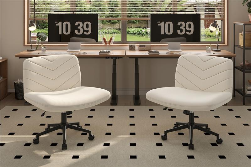 【On Sale】Yaheetech Wide Criss Cross Adjustable Armless Chair with Swivel Vanity, 26" W x 26" D, 300 lb Maximum Weight Capacity, Ergonomic Design