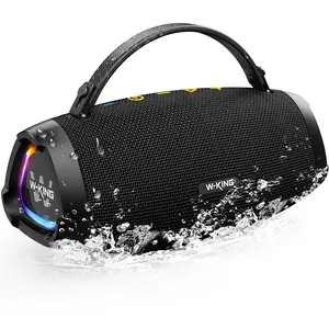W-KING X10S 50W Battery-Powered Portable Bluetooth 5.4 Audio Speaker, IPX7 Waterproof, 10H Playtime, TWS Stereo True Bass Speakers, Built-In Lights, Hands-Free, USB Type-C, Cable-Free for Home, Camping