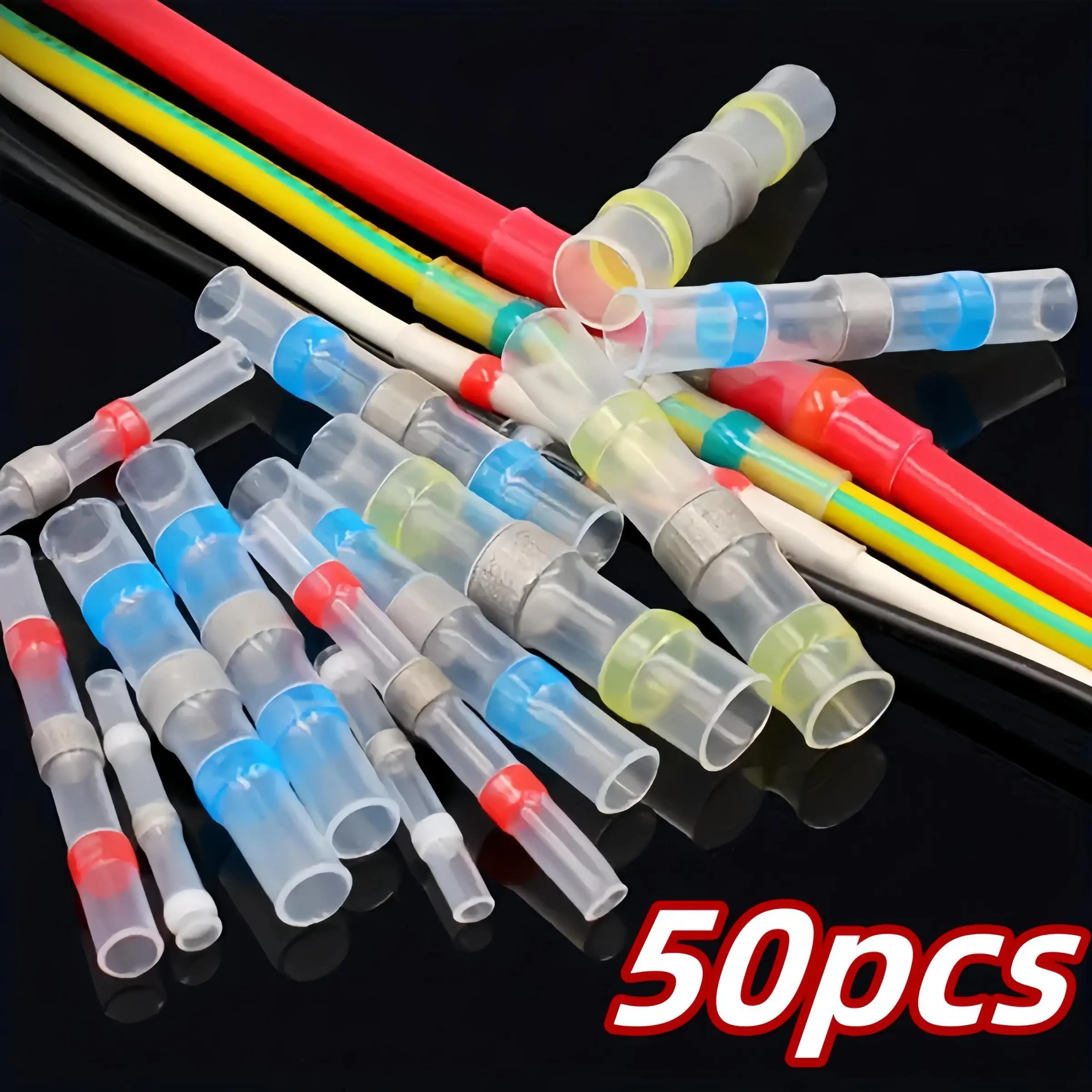 Heat Shrink Solder Connector, Waterproof Insulated Solder Connector, Heat Shrink Terminal, Insulated Wire Connector for Automotive Repair, Cable, Red,