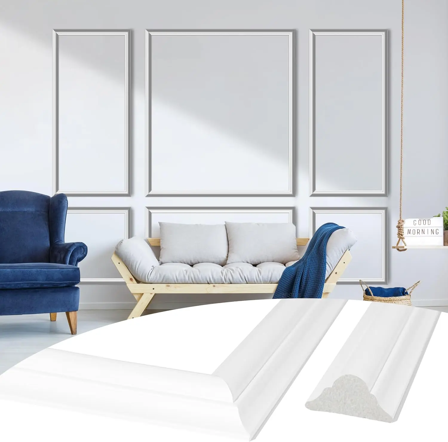 6 Frame Pre-Cut Wall Molding kit Wainscoting Panels Wall Trim | Molduras Decorativas Para Paredes Wall Molding Panels Pre-Cut Wainscoting Panels for Room Accent Wall Easy Install with Glue