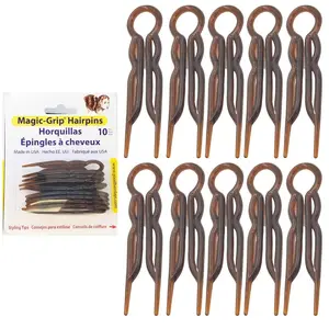 Hair Pins - Plastic, U-shaped Magic Grip Hairpins, Strong Durable Pins For Fine, Thick & Long Hair, Hair Styling Accessories, Set of 10 (Tortoise Shell)