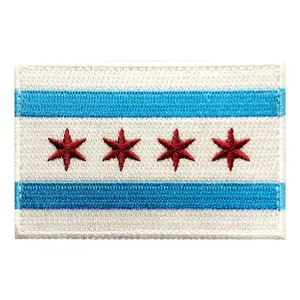 Miltacusa Chicago City Flag Embroidered Patch [Iron on Sew on 3.0 X 2.0 - CH9]