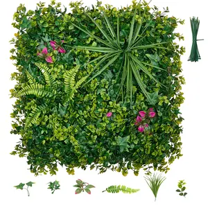 VEVOR Artificial Plant Wall, 12PCS 20 x 20 in Artificial Boxwood Panels, Greenery Backdrop Privacy Hedge Fence with Sun Protection, Fake Grass Wall Screen for Wedding, Indoor, Outdoor Garden, Backyard