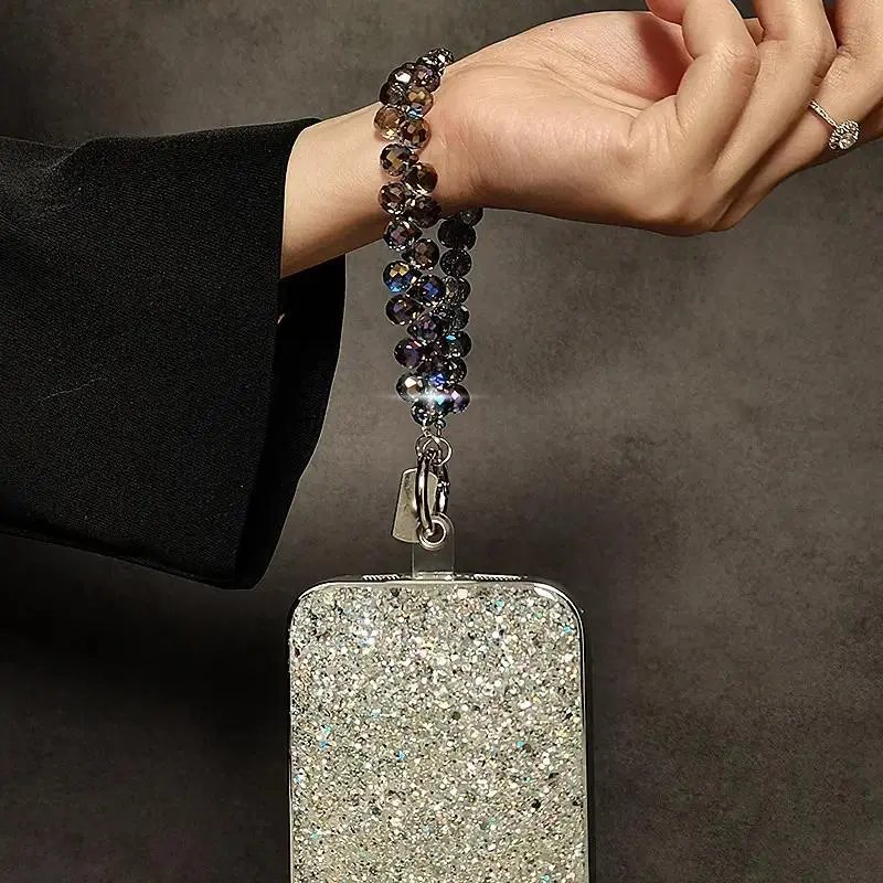 Women's Elegant Sparkling Beaded Wearable Smartphone Wrist Strap - Comfortable Fit Mobile Phone Chain Lanyard, Versatile Tech Accessory for Valentine's Day Gift, Phone Chains