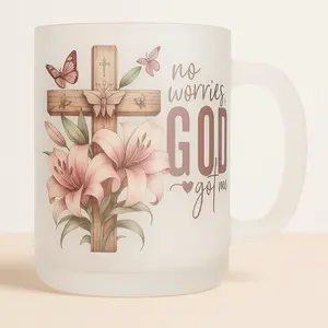 Gods Got Me Christian Mug 17oz Drinkware with Floral Design and Inspirational Message No Worries God Got Me