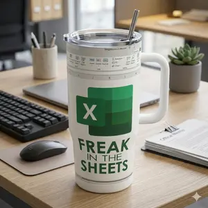 Freak In The Sheets Tumbler Travel Mug. Spreadsheet Cup 20oz or 40oz