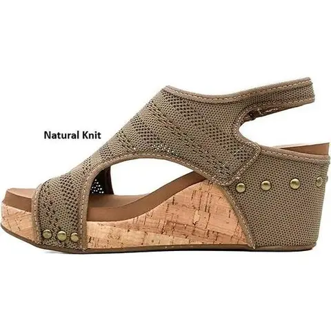 Women's Carley Kitten Heel Slingback Wedges & Flatforms - Women's Fashion Stud Ankle Casual Sandals, Fits True to Size Daily Wear Footwear