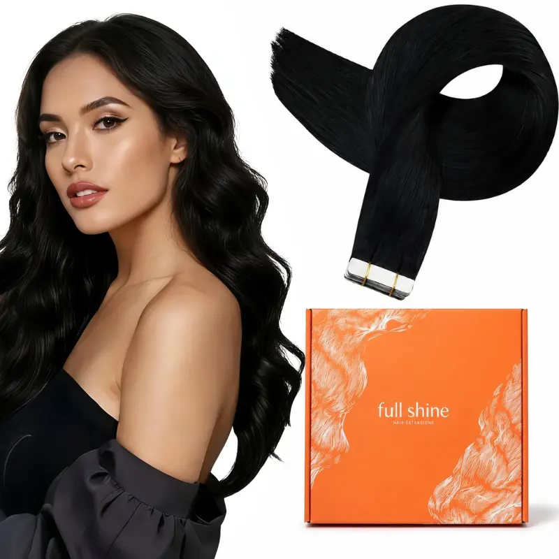 Full Shine Tape in Hair Extensions Seamless Skin Weft Human Hair Extensions 20 Pcs 50 Gram for Women holidayhaul