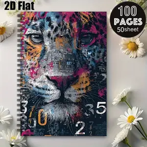 1pc Tiger Art Spiral Notebook, 5.7x8.26 inch, Durable Binding, Perfect for Travel Journal, Study Notes, Office Work, Creative Writing, Ideal Gift for Students, Artists, Adventurers on Christmas, Birthday, Back to School [2D] Flat