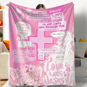Christian Faith Flannel Blanket Inspirational Scripture Prints Soft Cozy Warm Throw for Home Bedroom Church Prayer Room Holiday Gift tiktokshopspringglowup