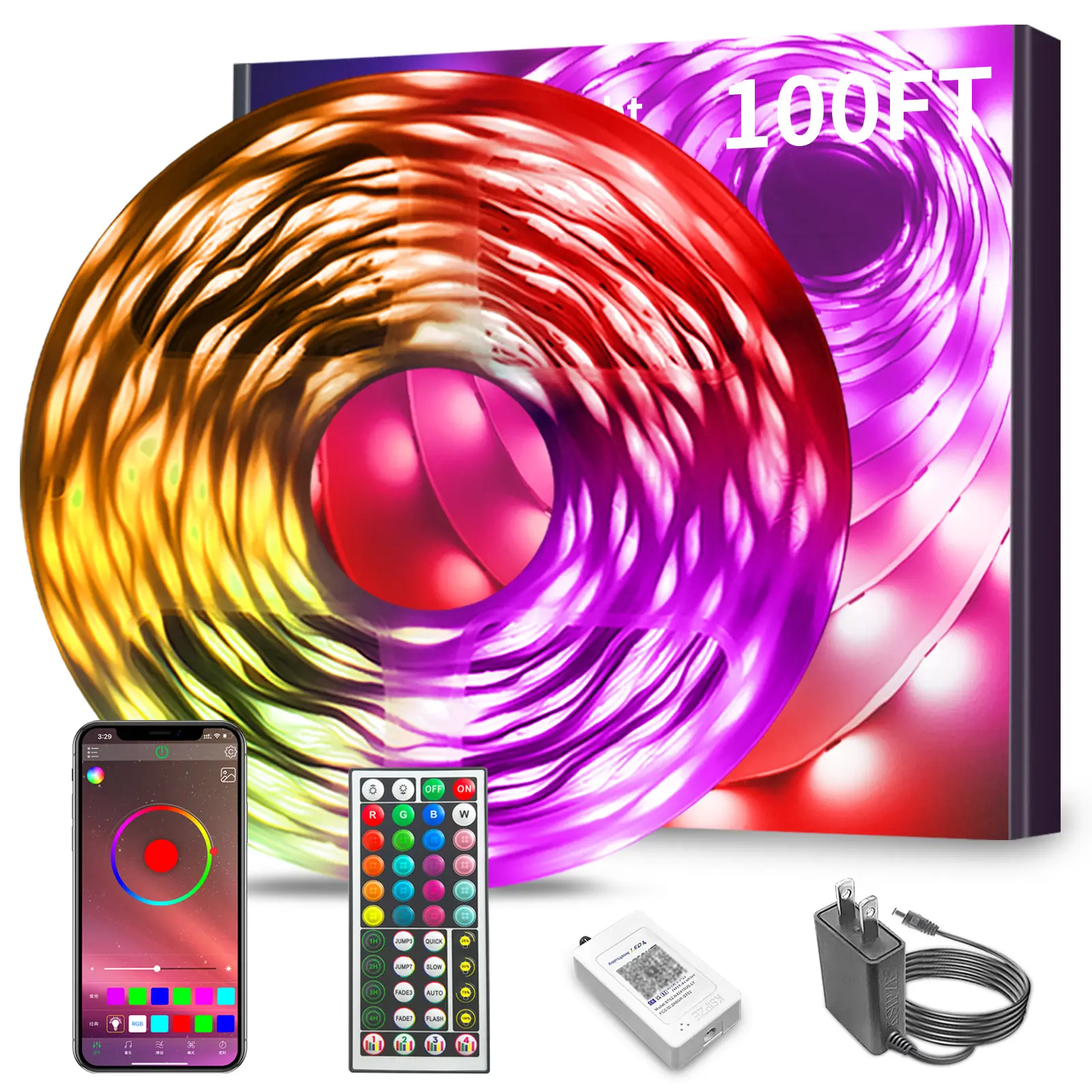 LED Strip Lights Lights Strip for Bedroom, Desk, Indoor Room Bedroom Brithday Gifts RGB Decor with APP and Power Supply