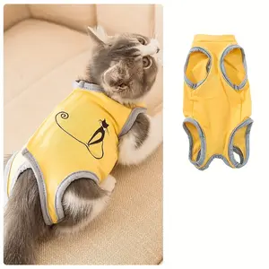 Breathable Anti-Licking Recovery Suit for Cats & Small Dogs - Post-Surgery Sterilization & Weaning Apparel with Cute Cartoon Graphics