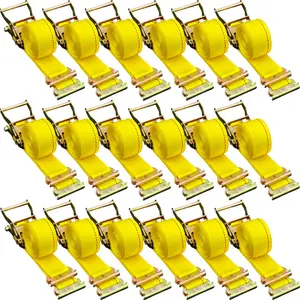 VEVOR E Track Ratchet Strap, 18PCS 2\" x 15\' E-Track Straps 4400 LBS Breaking Strength, with Polyester Webbing & Spring Fitting & Ratchets, Durable Tie-Downs for Motorcycles, Tire, Trailer Loads