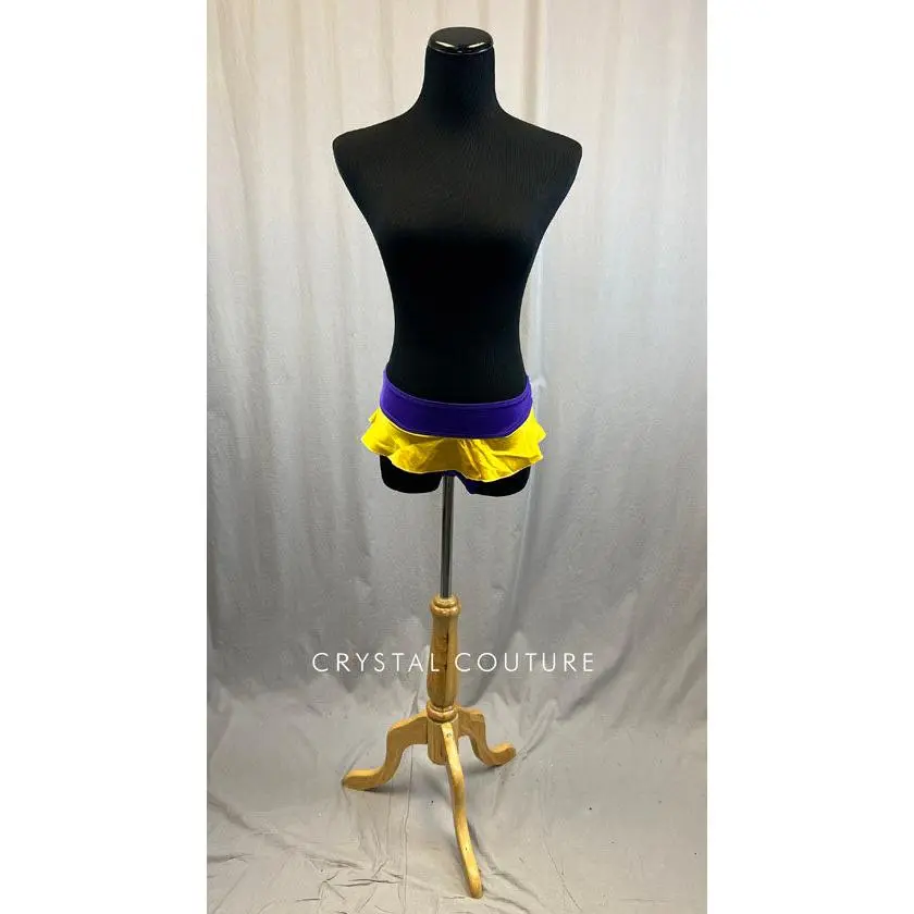 Purple Brief with Yellow Ruffle Detail
