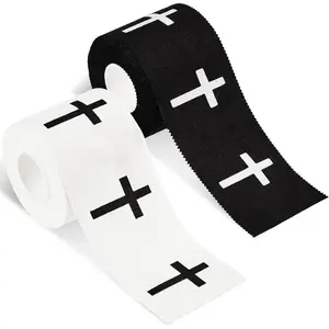 2Pcs Christian Athletic Tape Cross Sports Tape Religious Cotton Zinc Oxide Sports Wristbands Jesus Cross Wrist Tapes for Football Baseball Athlete Tennis Gymnastics First Aid Injury Wrap