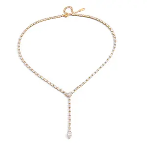Trendy Classic White Zircon Y Chain Snake Pendant Necklace