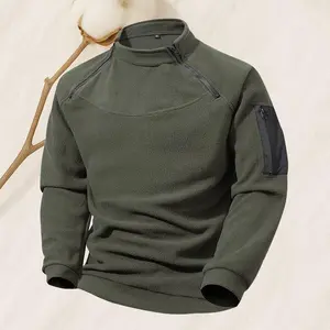 Mens Sweatshirt Double Zipper Fleece  Warm Stand Collar Tactical Outdoor Winter Jacket Breathable Comfortable Street Fashion Long Sleeve Solid Color Casual Coat Classic Menswear