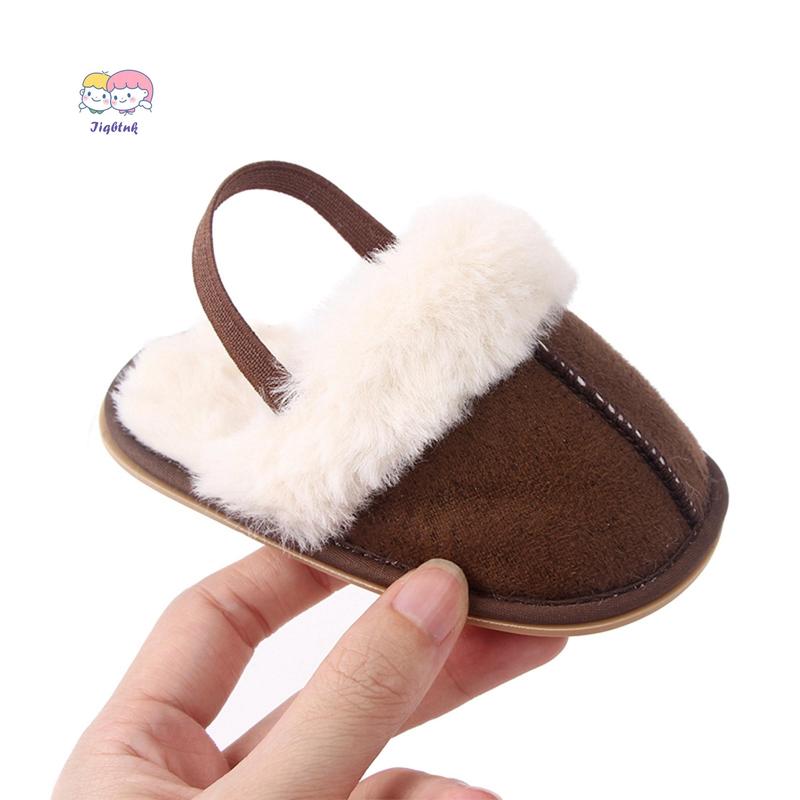 Fluffy Baby Slides Slippers Soft Plush Warm Non Slip House Shoes for Toddlers Boys Girls Winter Indoor Outdoor