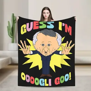 Warm Blanket Smiling Friends Mr. Boss Guess I'm Ooogli Goo Funny Cartoon Throw Blanket Flannel Bedspread For Outdoor Sofa Cover  Skin-friendly, soft, breathable and lightweight