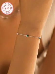 925 Silver Color Premium High Quality Pretty Bracelet with 5 Colorful Cubic Zirconia Stones, Elegant Gift Option for Everyday Wear, Sparkling Jewelry for Romantic Occasions