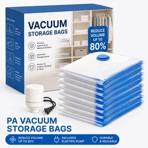 Cordless Travel Vacuum Storage Compression Bag Set - 10-Pack in 3 Sizes - Powered Handheld Pump - Waterproof and Reusable Space Saver for Clothing and Packaging, Perfect for Hand-held Suitcases