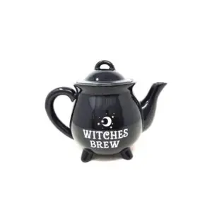 Witches Brew Ceramic Teapot Handmade Black Witches Tea Pot Kettle with Moon Design for Unleashing Your Inner Sorceress