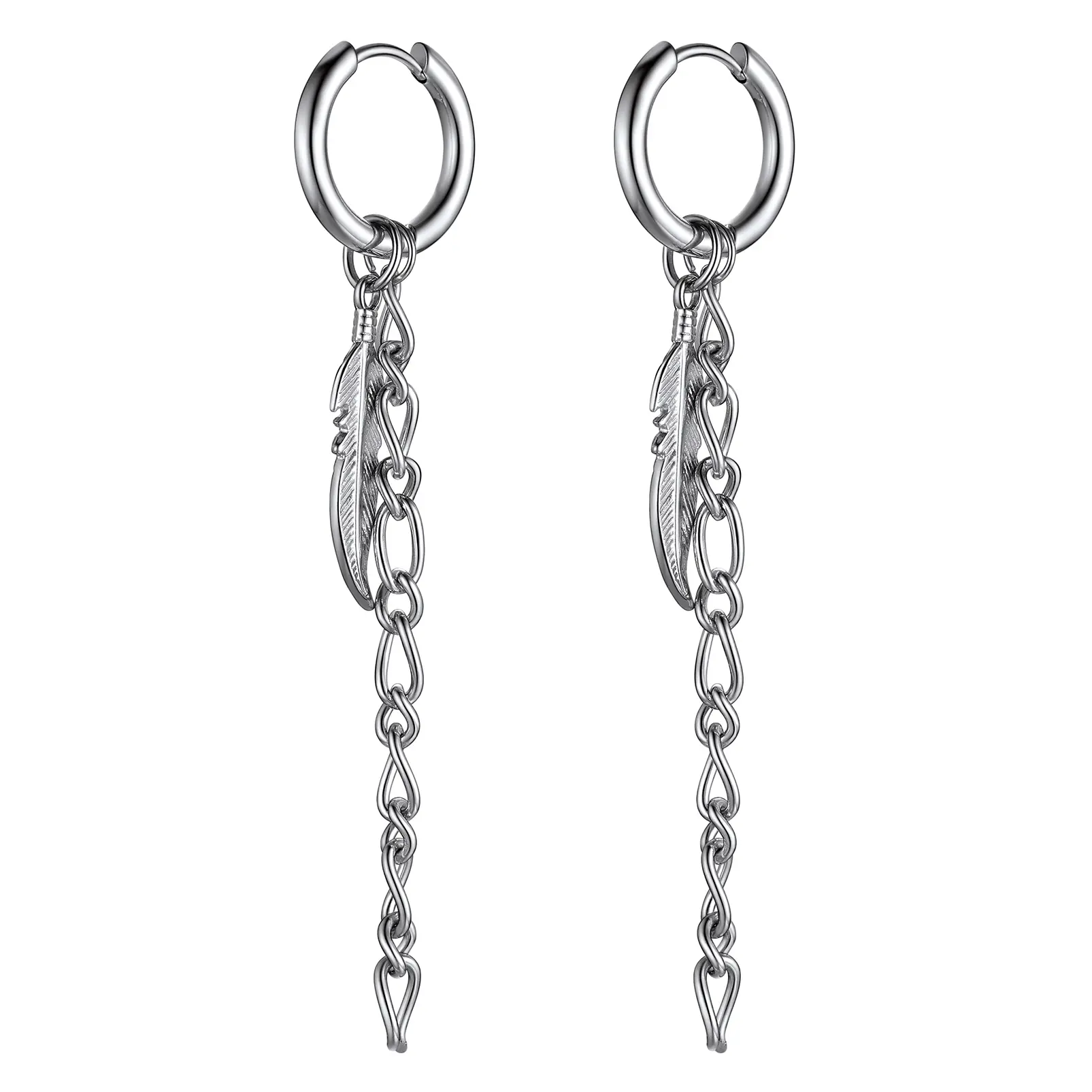 PROSTEEL Feather Earrings Stainless Steel Leaf Dangle Earring Jewelry Unisex For Men Women with Gift Box