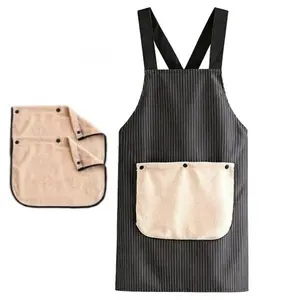Apron with Pockets for Women and Men,aprons forcooking,apron with towel attached,apron waterproof,CrossBack Design with Towel Machine Washable Kitchen Apronfor Cooking Grilling Painting Cleaning Gardening