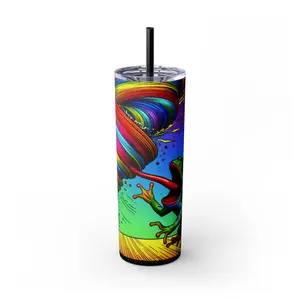 Trippy Toad Strangler Skinny Tumbler with Straw, 20oz Bottle Drinkware