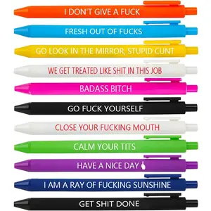 Funny Adult Ballpoint Pen Set, Dirty Words Pen With Sarcastic Quotes, Novelty Pens For Corworkers. Funny Daily Dirty Words Pen for Office Gifts, Novelty Pens for Corworkers. (11Pcs fun pens)