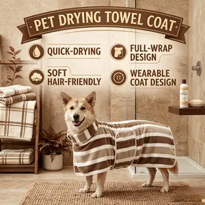 Quick-Dry Dog Bathrobe Pet Towels Set, Adjustable Microfiber Robe with Drying Gloves, Ideal for Cold Weather and Beach Swimming Grooming Supplies # GLOBAL PICKS # Instagram Viral Pet Outfits # Pet Bathrobe # Pet Bathrobe