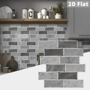 8/16pcs Brick Pattern Marble Backsplash Peel & Stick Wallpaper - Waterproof, Oil-Resistant,Ideal Choice For Kitchen And Bathroom Splash Proof Panels Decorative Wallpaper