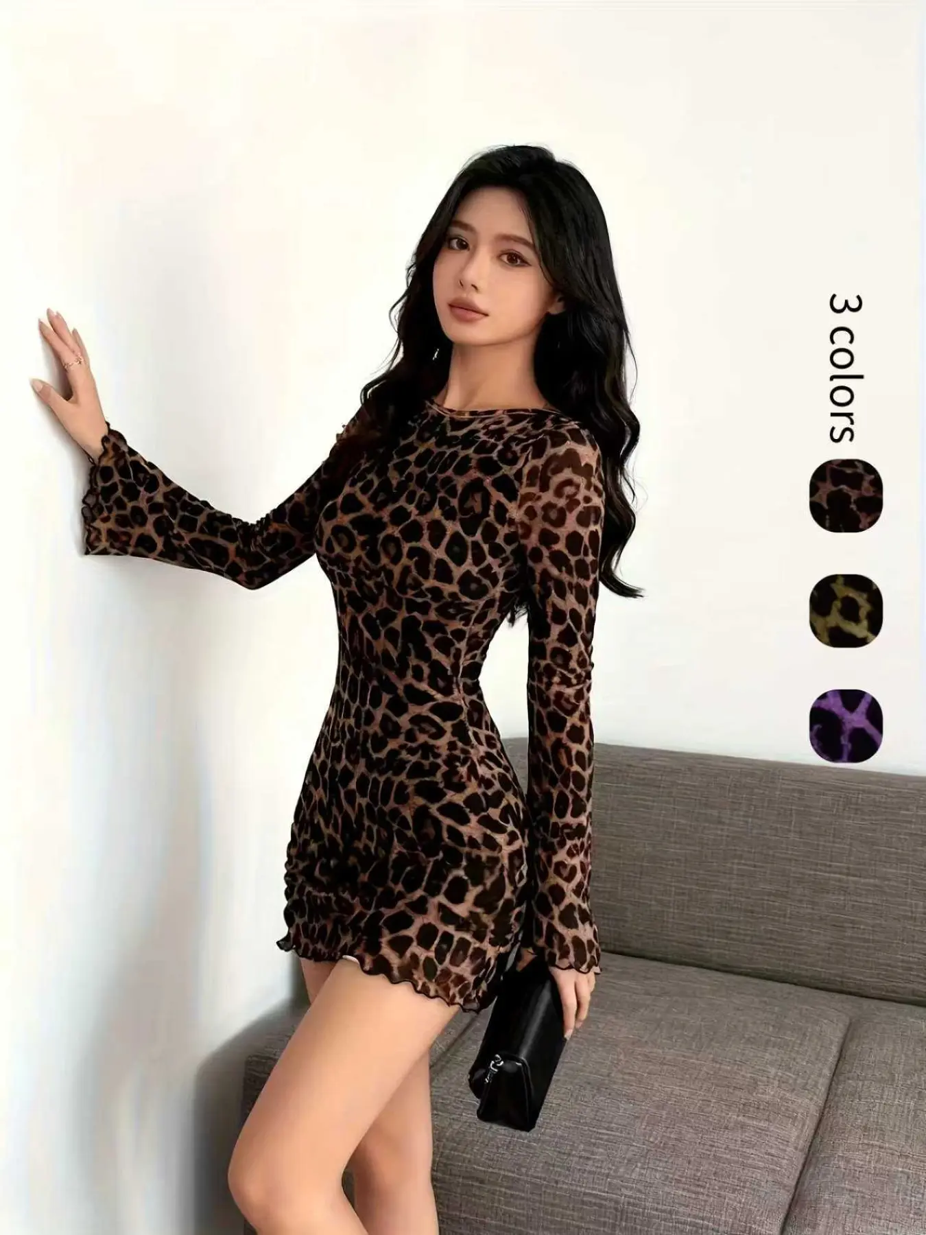 Women's Leopard Print Flounce Sleeve Mini Dress, Slim-Fitting Flared Long Sleeve Bodycon Dress, Elegant All-Season Fashion Womenswear - TikTok Shop Women's Leopard Print Flounce Sleeve Mini Dress, Slim-Fitting Flared Long Sleeve Bodycon Dress, Elegant All-Season Fashion Womenswear - TikTok Shop