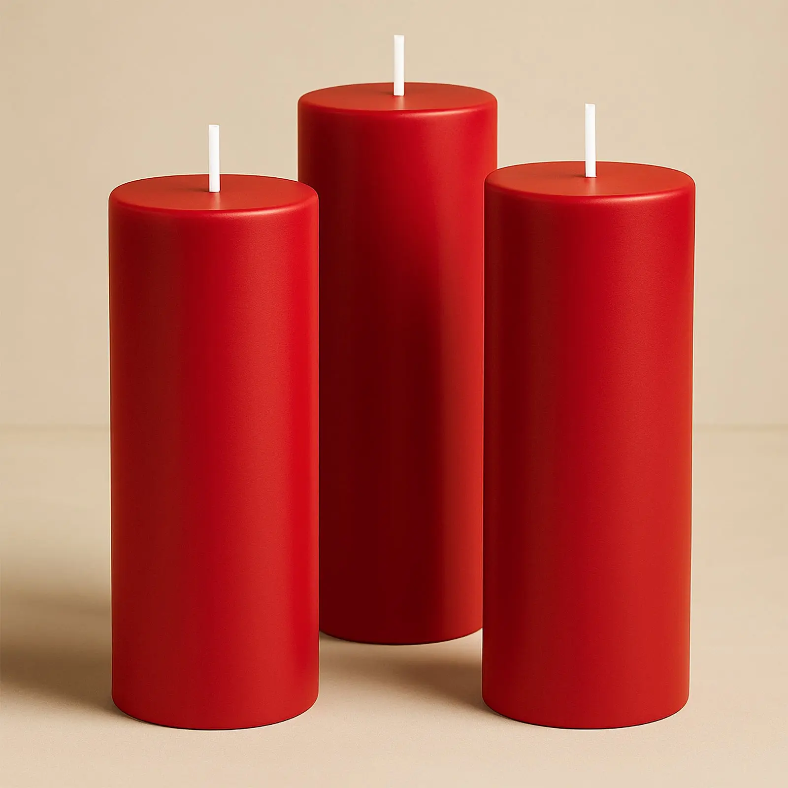 6-Pack Unscented Dripless Pillar Candles for Home Decor & Wedding Centerpieces - 3"x9" Red Paraffin Wax, Smokeless Cotton Wicks, Clean Long-Lasting 90-Hour Burn, Dripless Candles