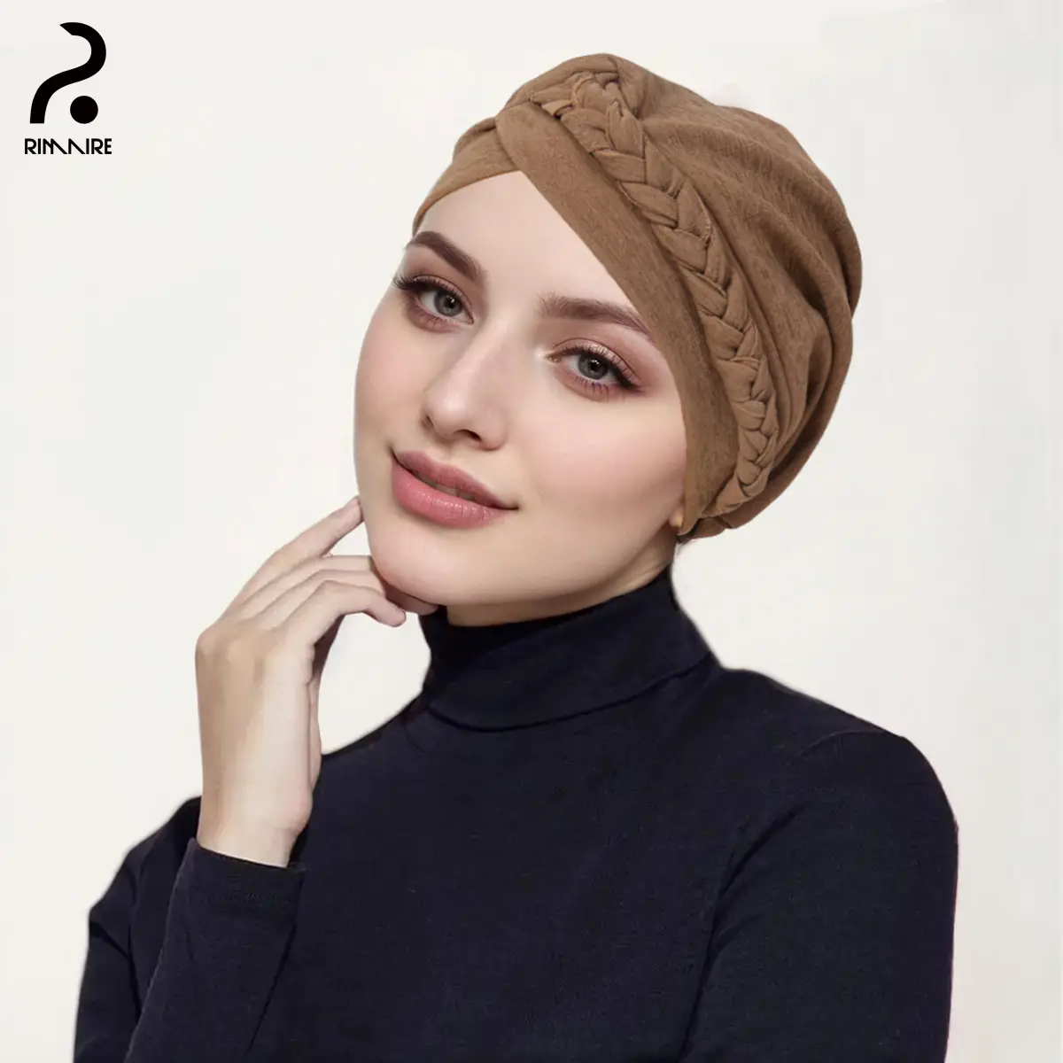 RIMAIRE Braid Design 2025 Premium Scarf Hat Stretchy Breathable Muslim Inner Hijab Caps Women's Islamic Turban Cap Under Adjustable Fit Modesty Chic