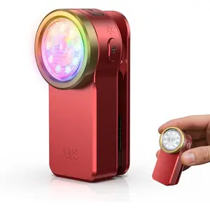 HD03 EDC Flashlight Rechargeable Clip- Light, 680Lumens Mini Pocket Flashlight with RGB,  Small Flat Flashlight for Camping, Repairing, Signaling, Cycling (Red)