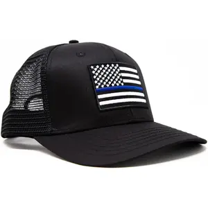 International Tie American Flag Trucker Hat, USA Snapback Baseball Cap for Men & Women, Thin Blue Line Hat