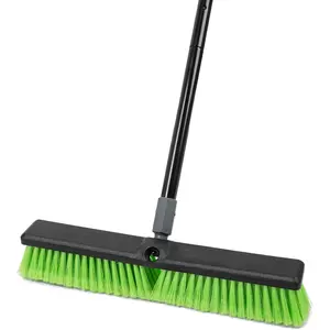 18” Indoor Shop and Garage Push Boom with Soft Bristles, Heavy Duty Brush Broom with 59” Long Handle for Commercial & Residental Floor Cleaning Sweeping