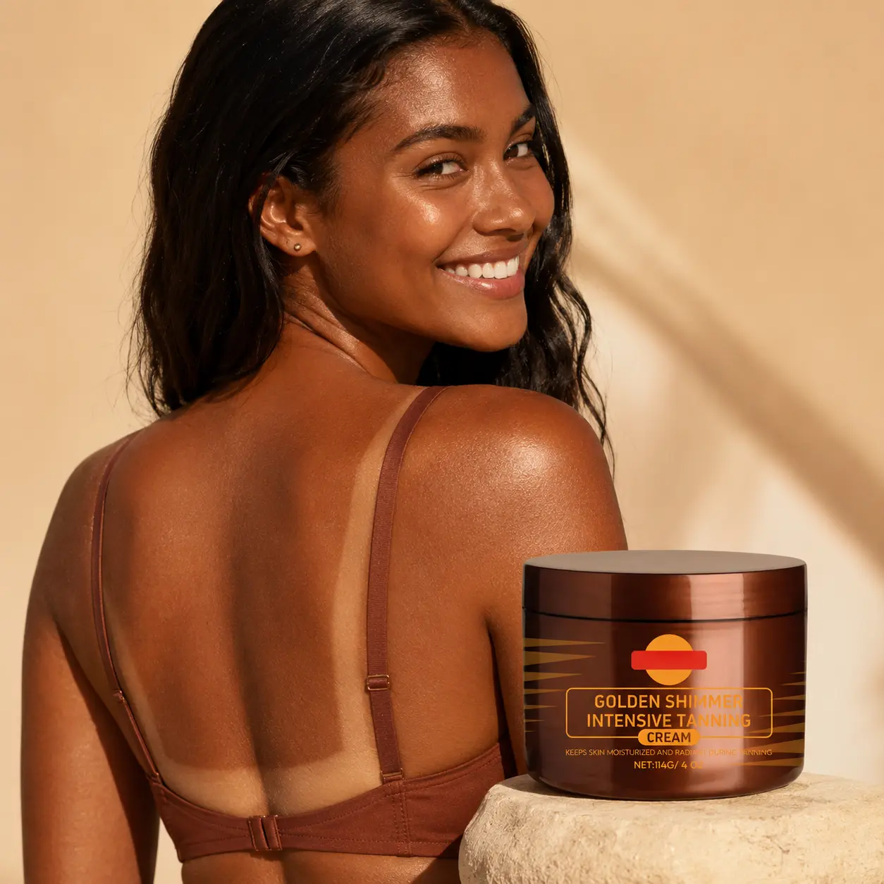 Outdoor Bronzing Tanning Gel Accelerator - Fast Dark Tan Body Care Cream, Moisturizing, Lightweight, Shimmer, Hydrating, Smooth Finish, Water-Resistant for Beach Use, Hydration