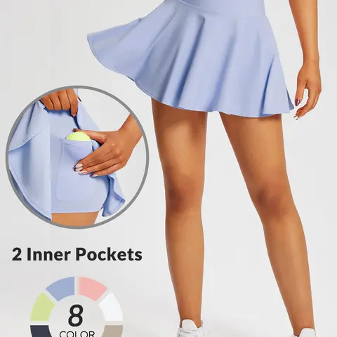 BALEAF Women's High-Waisted Tummy Control Casual Comfy Skorts - Flowy Pleated Athletic Skirts with Shorts, UPF50+ Sun Protection, Quick-Dry, Stretch, Breathable, Hidden Pockets for Tennis, Golf, Summer Training,travel essentials,camping essentials tiktoks