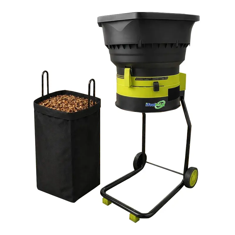 iTOOLMAX Bladeless Electric Garden Leaf Mulcher & Shredder, 800RPM Motor, 50L Collection Bag for Leaves Shredding