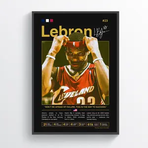 LeBron James Poster, James Cavaliers, Framed Cavaliers NBA Print, Basketball Legend Decor, Sports Artwork, LeBron Cavaliers Wall Art, Lakers