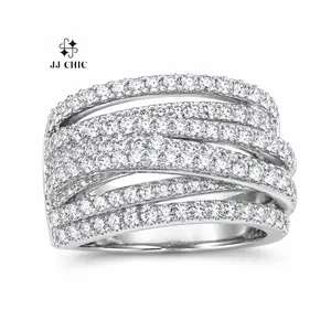 JJ CHIC Women's  Wrap-Around Ring, Luxury Jewelry for Gifts, Refined Elegance for Formal Events, Sparkling Stones, Hypoallergenic & Comfortable Fit