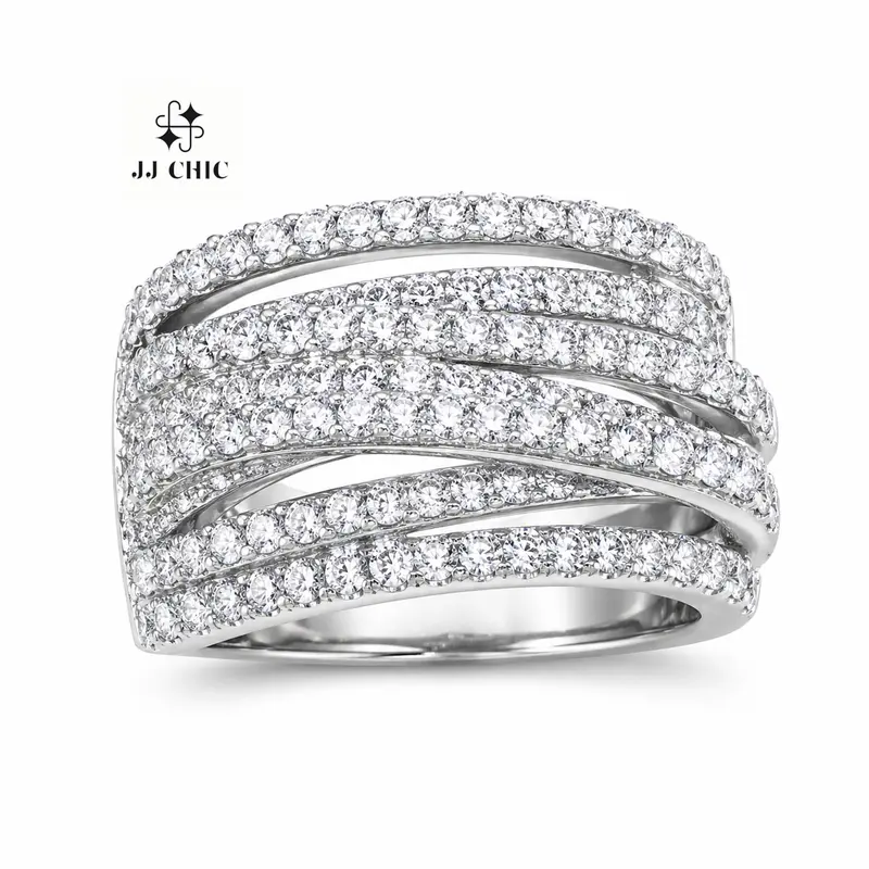 JJ CHIC Women's  Wrap-Around Ring, Luxury Jewelry for Gifts, Refined Elegance for Formal Events, Sparkling Stones, Hypoallergenic & Comfortable Fit