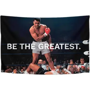 Muhammad Ali "BE THE GREATEST" Tapestry 3x5 FT - Polyester Boxing Legend Wall Hanging for Bedroom Decor, Motivational Aesthetic Banner