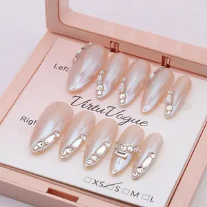 Silver LiningPress-On Nails – Handcrafted, Reusable, Long-Lasting, Salon Quality Design + Free Application Toolkit Nail Care Nail Polish